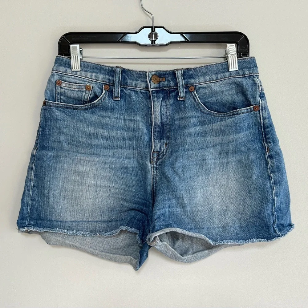 Madewell High Rise Zip Fly Denim Jean Shorts in Lavista Medium Blue Wash size 28
